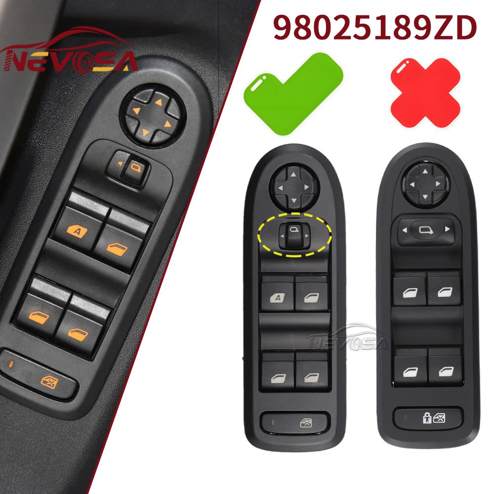 Comando dos Vidros Elétricos Peugeot 301 2014 a 2017 – Citroën Aircross e C3 Picasso