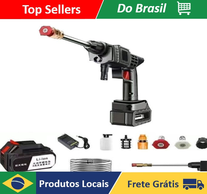 Lavadora de Alta Pressão Portátil Recarregável Sem Fio para Carros, Motos e Jardim